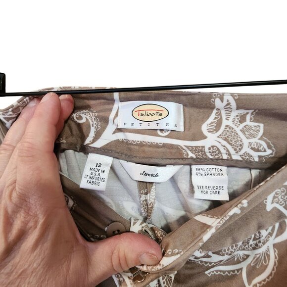 Talbots Petites Womens Stretch cropped Pants Size 12 Floral - Picture 3 of 3